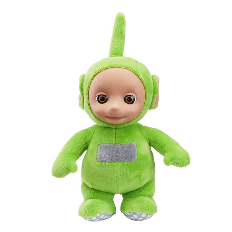 Teletubbies Talking Dipsy soft plush toy: green Dipsy figure with loop handle, ages 18 months+