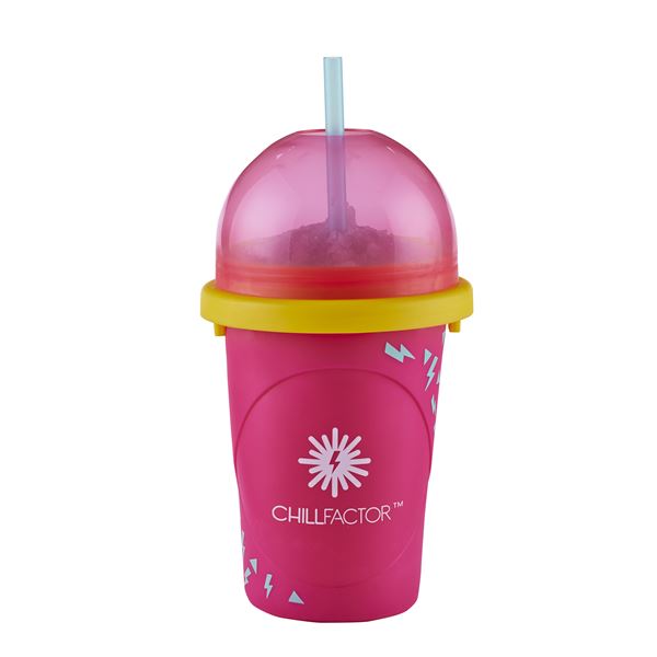 ChillFactor Colour Shock Slushy Maker in Perfectly Pink, squeeze and freeze slushy maker, ages 6+
