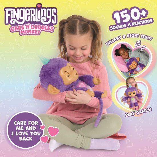 Fingerlings Care ‘n’ Cuddles Interactive Baby Monkey-3191